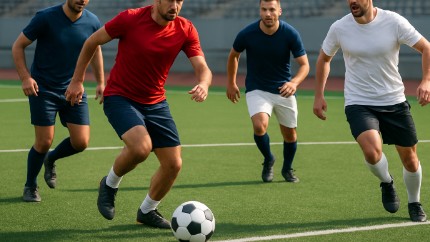 playing soccer